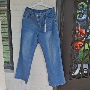 Blue Flare Wide Leg Jeans